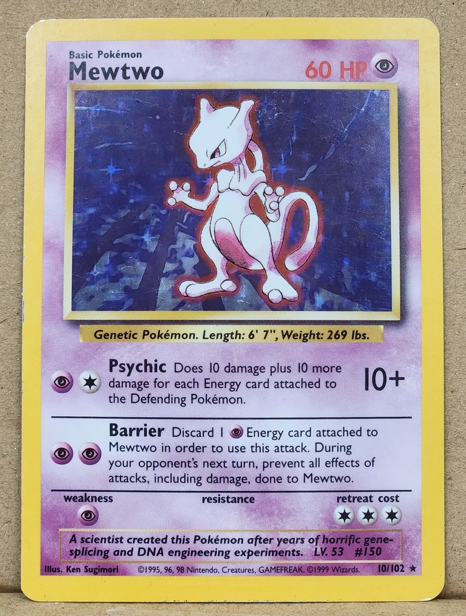 Mewtwo Holo 10/102 - 1999 Pokémon WOTC Pokemon Mewtwo Holo 10/102 Base Unlimited NM | eBay