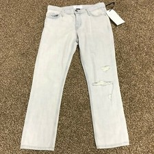 New NWT Women's Current Elliott Cropped Straight Jeans Distressed Size 26