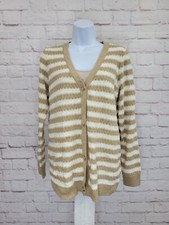 SMALL LATTE A632088 Joan Rivers Honeycomb Stripe Button-Front Cardigan