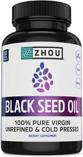Zhou Black Seed Oil Capsules - Black Cumin Seed Oil Cold Pressed, Nigella Sativa