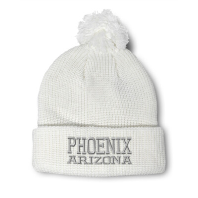 Pom Pom Beanies for Women Arizona Phoenix Usa State City Embroidery Skull Cap