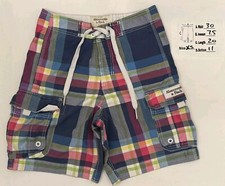 Abercrombie Fitch Blue Plaid Lace Tie Board Shorts Swim Trunks Mens Size XS