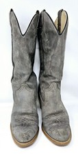 Vintage 70s Wolverine Womens 7M Leather Western Cowgirl Boots Gray Floral