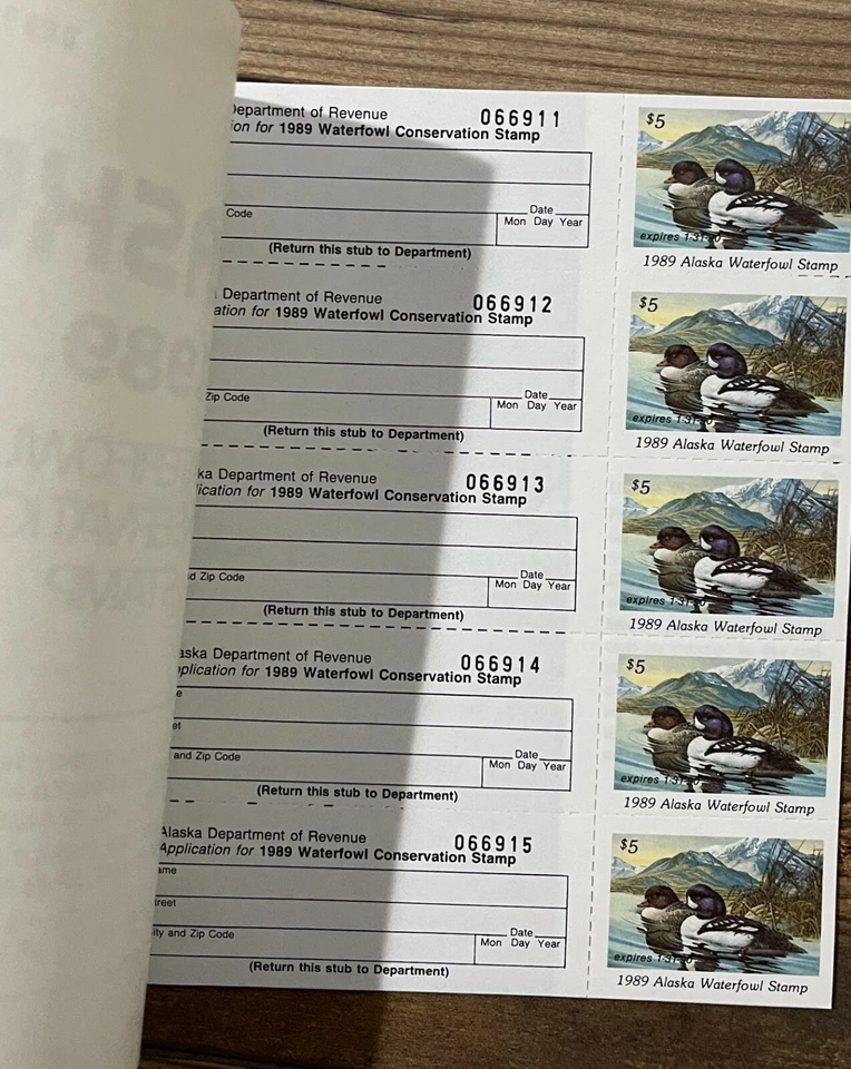 1989 ALASKA - LotP - State Duck Stamp - Mint OG NH **BOOKLET of 5** - Image 2 of 3