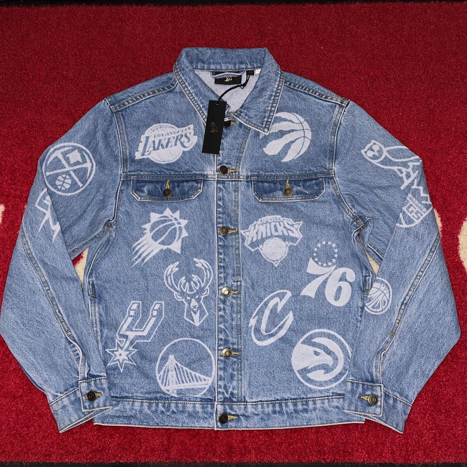 OCTOBERS VERY OWN OVO x NBA TEAM ICONS DENIM JACKET SUPREME STUSSY BAPE  LEVIS XS | eBay