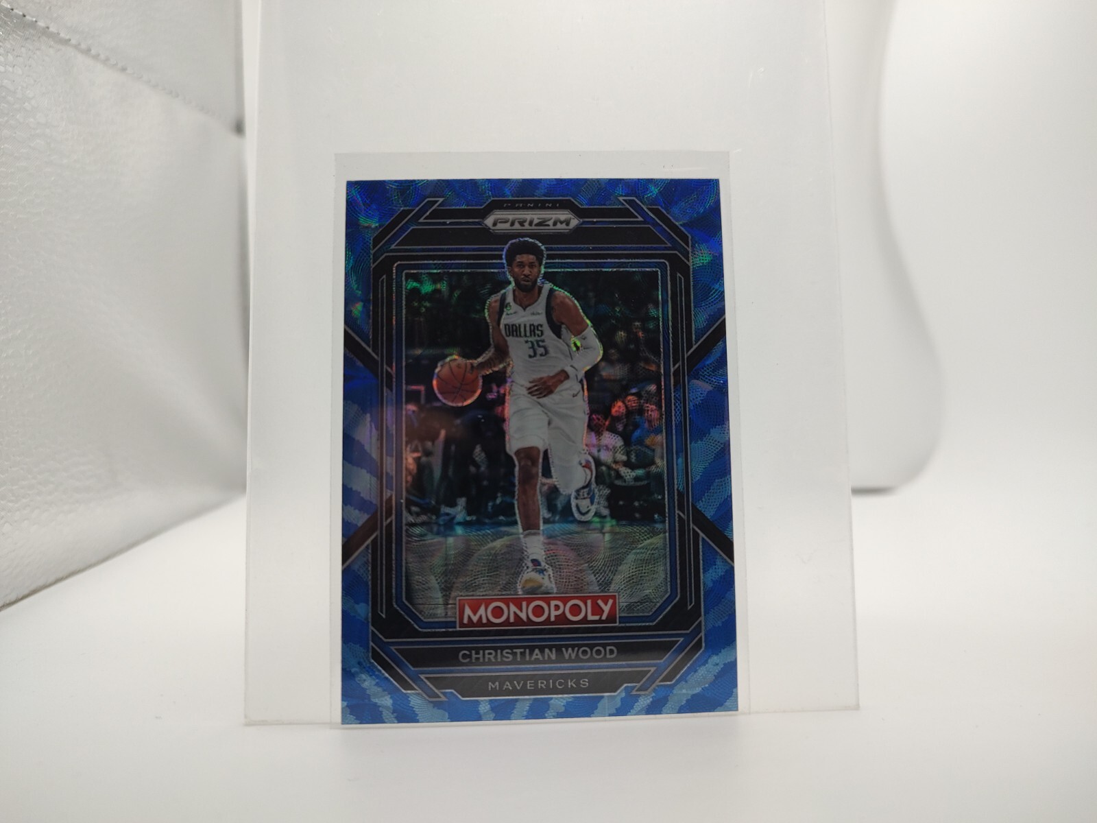2022-23 Panini Prizm Monopoly Boardwalk Blue Tiger Stripe Christian Wood Mint