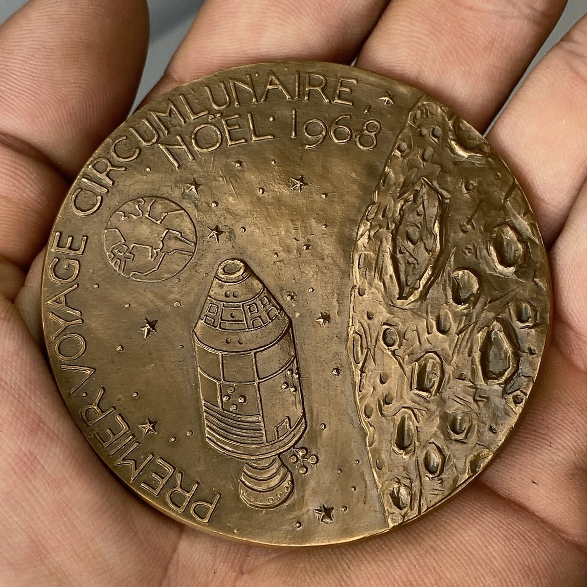 Apollo VIII Solid Bronze Coin 1077 BRONZE Premiere Voyage 1968