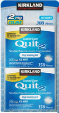 Kirkland Signature 300ct 2mg Gum Quit 2 Nicotine-Ice mint,Exp:6/26 Free Shipping