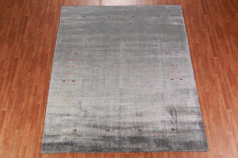 Grey Gabbeh Area Rug Hand-knotted Silk Rug 8x10 ft - Image 3 of 4