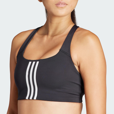 adidas Powerimpact Training Medium 3-Stripes Bra Black IQ3369