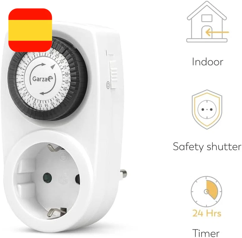 2x Temporizador analógico para interiores, enchufe programable, temporizador - Imagen 2 de 4