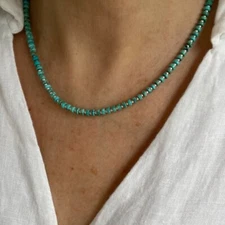 Stunning Southwestern Kingman Arizona Turquoise & Silver Heishi Beaded Necklace