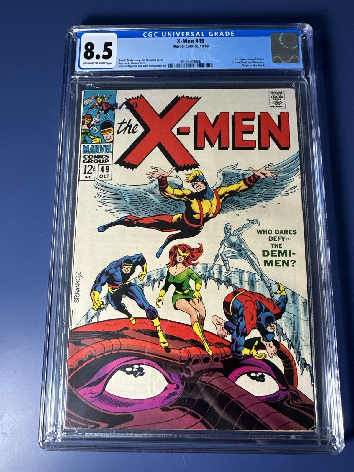 X-MEN #49 CGC 8.5 1st App of Polaris & Mesmero OWW Marvel 1968 Cyclops MCU