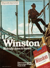 1980 Vintage Print Ad Winston Nobody does it better Construction Bridge Hat