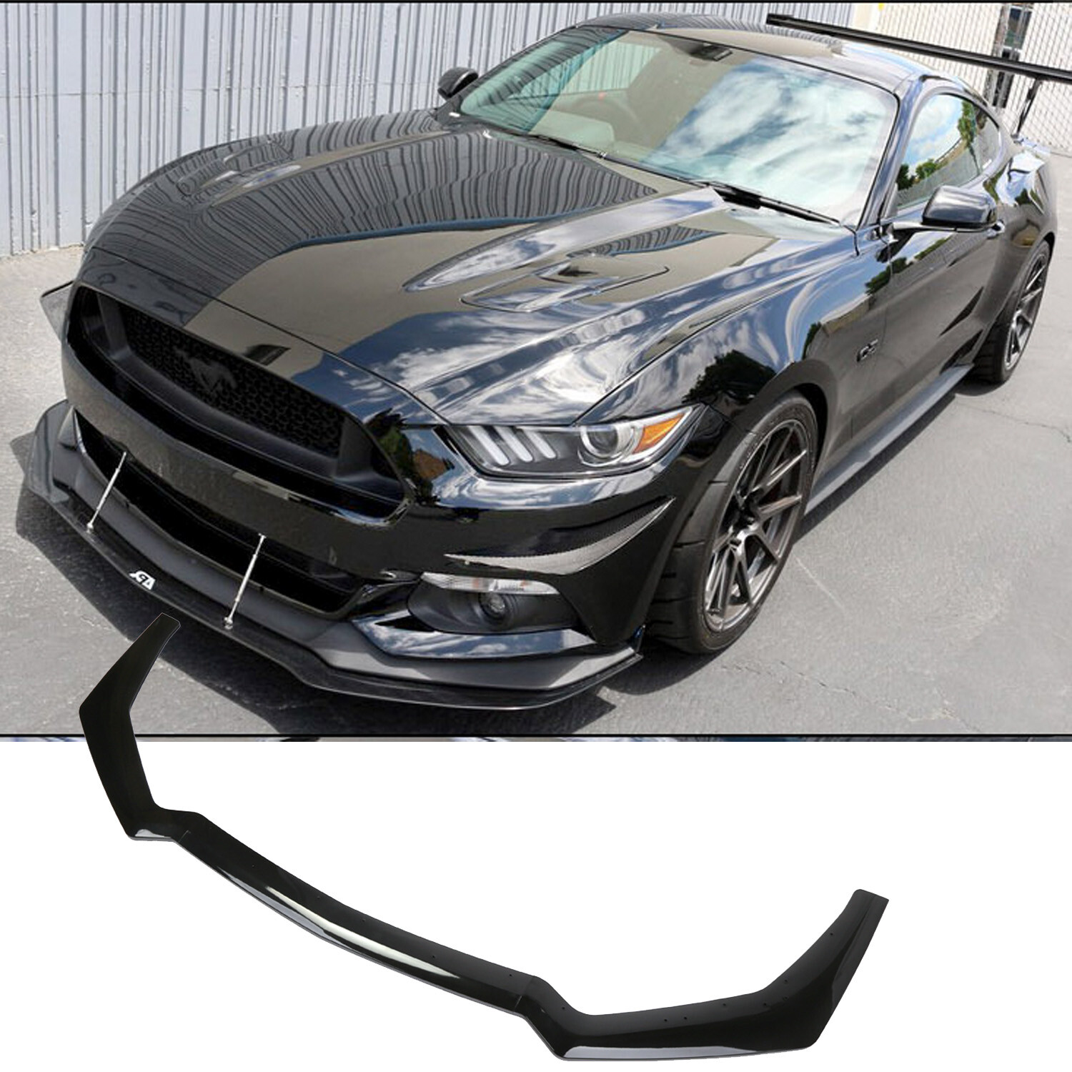 2018-2023 Ford Mustang GT-Style Matt Black Front Bumper Lip Kit