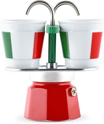 Bialetti Moka Mini Express Kaffeemaschine + 2 Tassen 