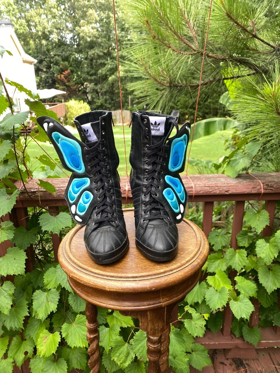 US size 7 Adidas Originals Jeremy Scott BLACK Buterfly Wings US size 7 Adidas Originals Jeremy Scott BLACK Buterfly Wings