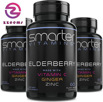 3 Pack Black Elder Berry Extract Vit C Ginger Zinc Immune Support Antioxidant180