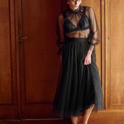 Sezane Women's Blouse, Tulle High-waisted Skirt - Picture 3 of 28