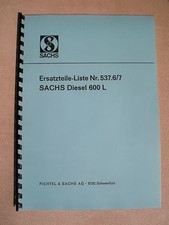 Sachs Diesel 600 Ersatzteilliste - Motor von Holder A12 B12 E12