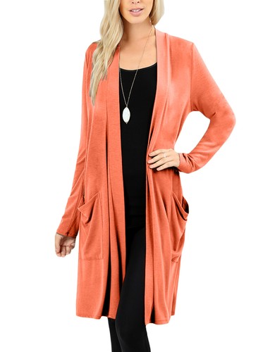 NE PEOPLE Damen Basic Langarm vorne offen lässig Taschen Cardigan NEUJ1440 - Bild 74 von 125