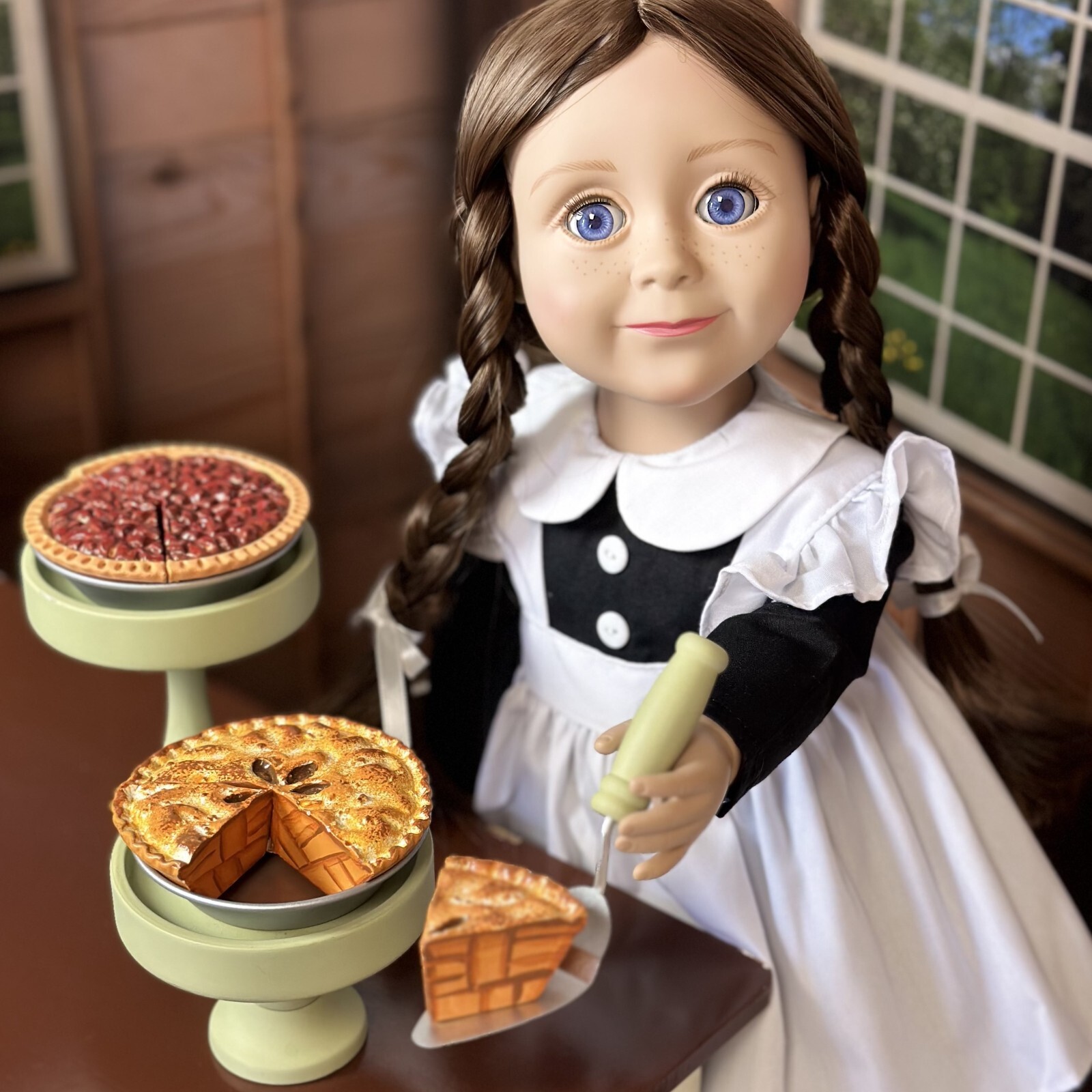 The Queen's Treasures 18" Doll Food,2 Pies & Pans and 1 Server Fit American Girl
