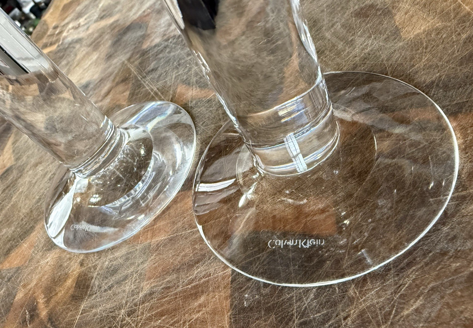 Calvin Klein Geometry 8in Lead Crystal Candlesticks Candle Holders (2) thumbnail 5