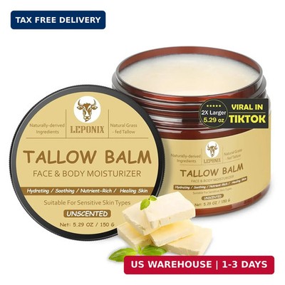 Beef Tallow for Face (5.29 Oz) | 100% Grass-Fed Beef Tallow Balm for Dry & Sensi