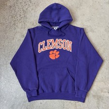 Vintage Y2K Russell Athletic Clemson Tigers Purple Hoodie Sweatshirt Size Medium