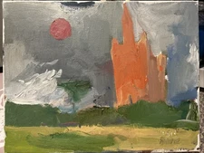Castle Impressionist Landscape Small 11”x14” Canvas Oil Painting