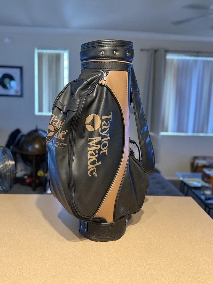 Vintage TaylorMade Burner Bubble Brown Leather Golf Bag Staff Cart Carry Strap - Image 2 of 4