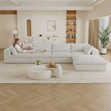 157.6"Cloud Sofa,Corduroy Fabric,Deep Seat Couches,Double-layer design,Removabl