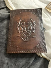 Leather Journal Refillable Lined Paper Double Dragon Handmade writing Notebook