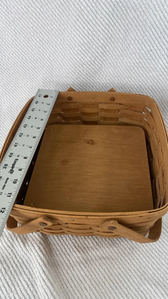 Vintage Longaberger Handwoven Basket Rectangular USA Swing Handles Signed 1996 - Image 3 of 4