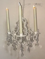 Koehler Ivory Baroque 5 Candle Chandelier Elegant Faux Crystals Open Box 15"-30"