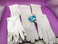 Lot Five Vintage Bone Beige White Leather Gloves