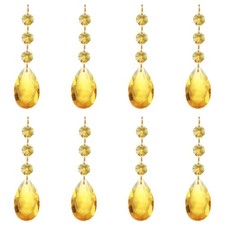 Teardrop Crystal Chandelier, 8 Pack 100mm Length Prisms Part Gold Tone