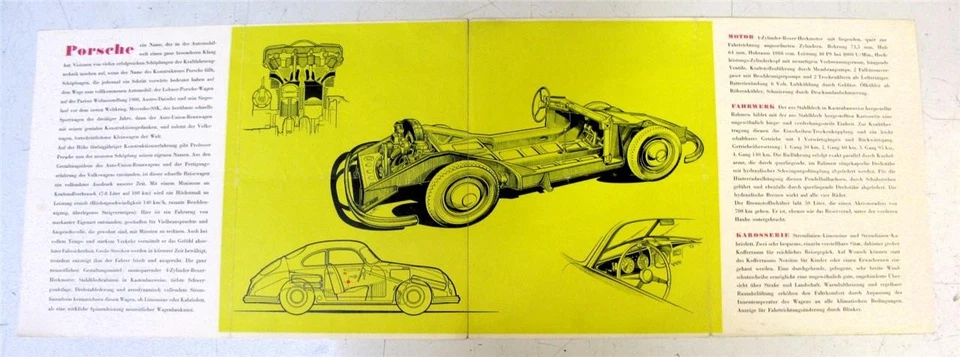 PORSCHE Car Sales Brochure 1900-1945 German Text Early Brochure - Image 2 of 3