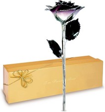 Forever Rose Real 2-Tone Purple Rose with Platinum Trimmed Petals and Platinum S