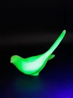 Vtg Fenton Solid Satin Glass Long Tail Lime Green Bird of Happiness Figurine