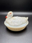 Antique Milk Glass Duck On Nest (Swan) Covered Dish Atterbury & Co. 1899