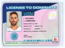 Facundo Campazzo 2025-26 Contenders EuroLeague #37 License to Dominate Case Hit