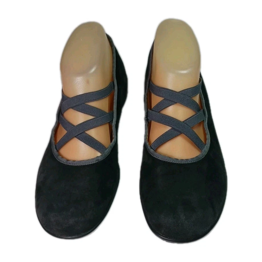 Mephisto Bayka Gamuza Ballet Pisos Para Mujer Talla 7.5 EE. UU. 38 UE Negro Correas Elásticas Foto 3 de 4
