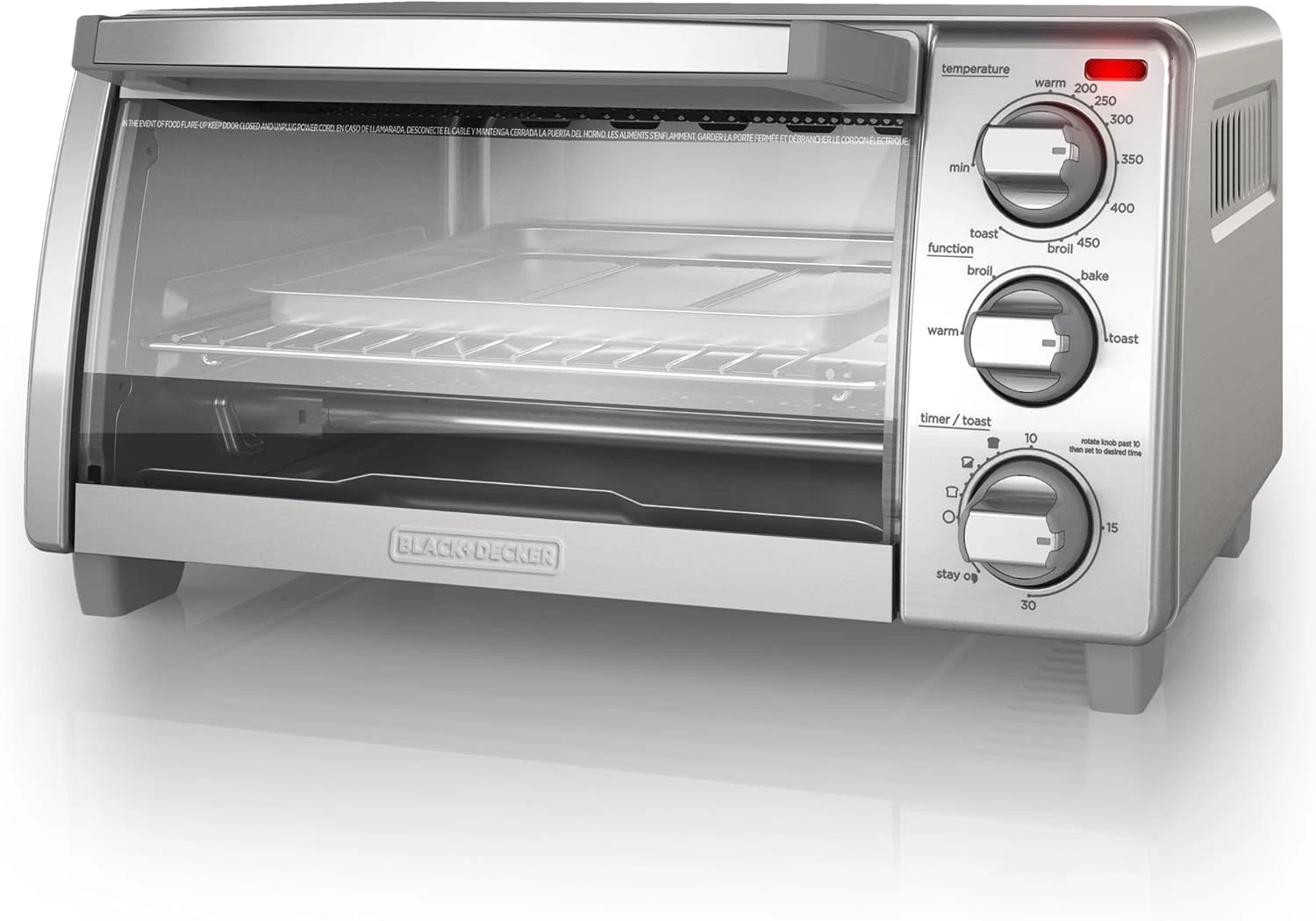 BLACK+DECKER 4-Slice Toaster Oven, TO1745SSG-1A, Even Toast