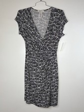 NWT Laundry by Design Black White Swirls Faux Wrap Dress 12