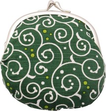 Gamaguchi Coin Purse Arabesque Dot Green 11x11.5cm Japan