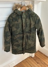 Boden Boy s Camo Pattern Warm Winter Parka With Removable Faux Fir Around Hood