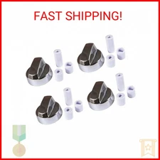 4yourhome 4 Pack Plastic Chrome Color Generic Oven Knob 1 5/8 Inch Diameter With