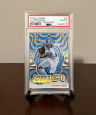 2023 Panini Illusions Jahmyr Gibbs Funkadelic Light Blue /299 RC #15 PSA 8