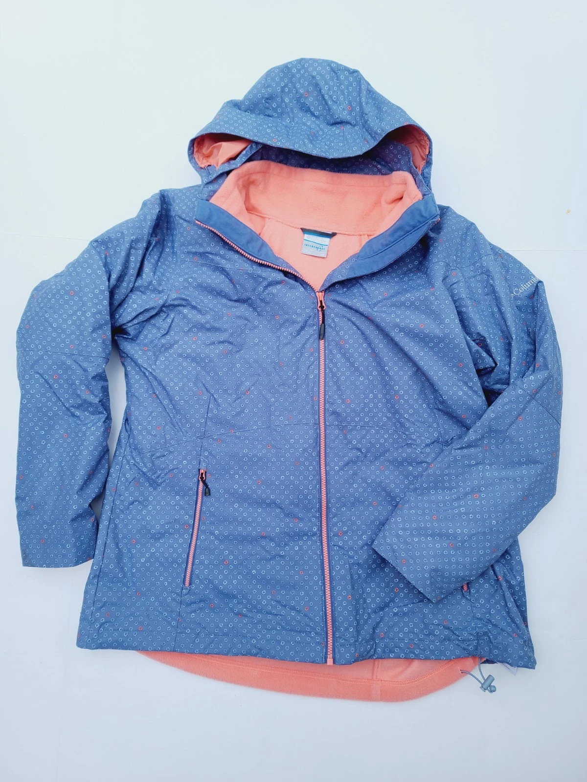 Columbia Whirlibird Ill Interchange Jacket Womens 1X Ski Snow 3 In 1 Floral Blue